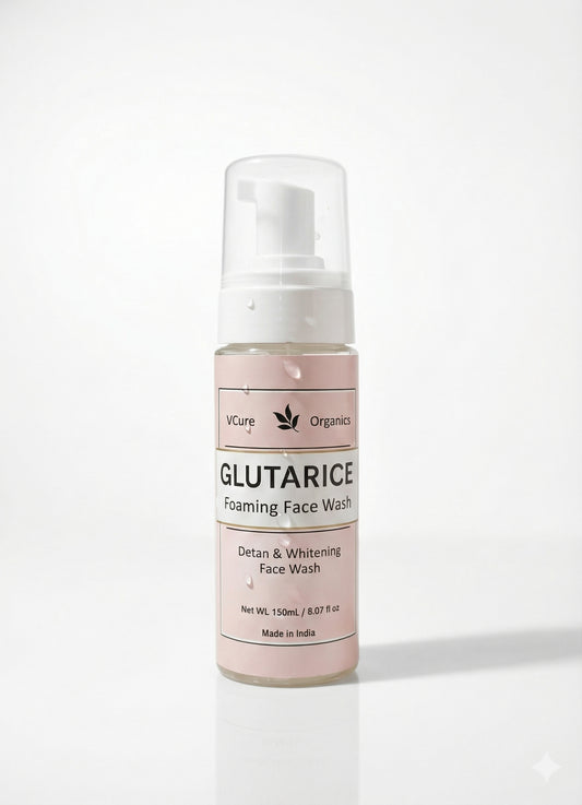 Glutarice foaming face wash bottle on a white background