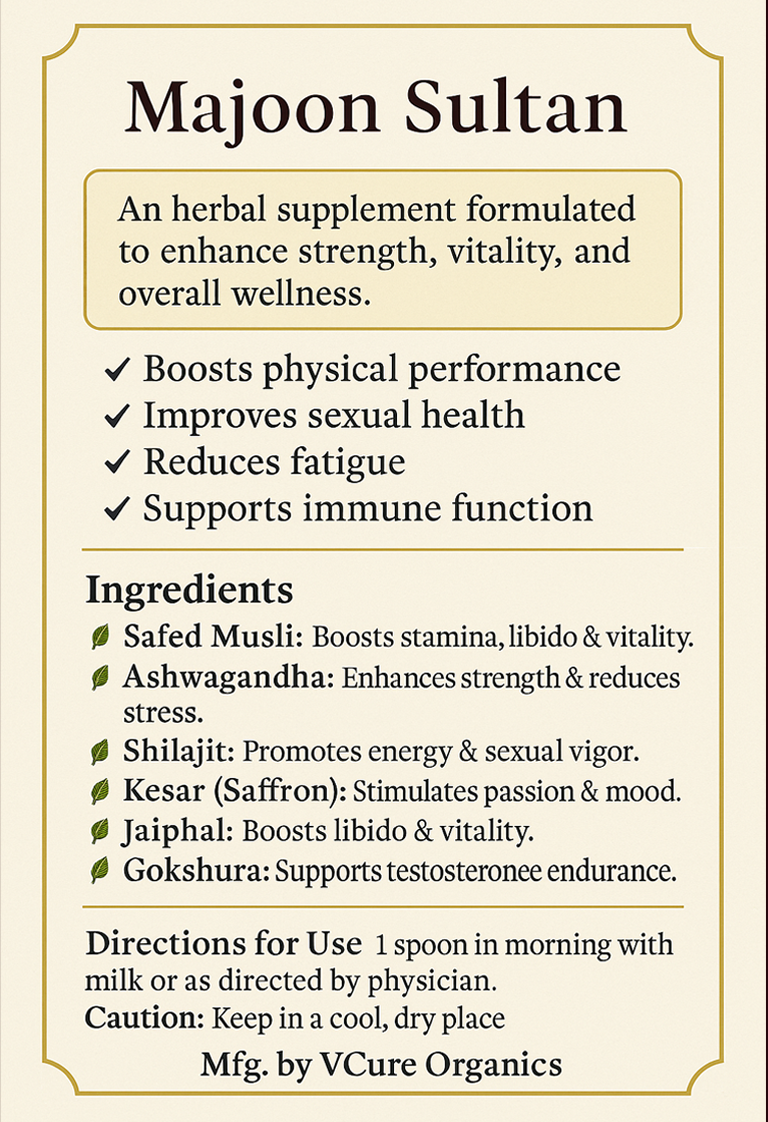Herbal supplement packaging with text and list of ingredients.