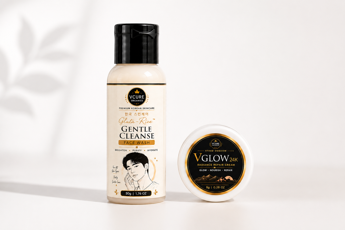 VCure Organics Radiant Skin Mini Kit | Gluta-Rice Face Wash + VGlow 24K Cream