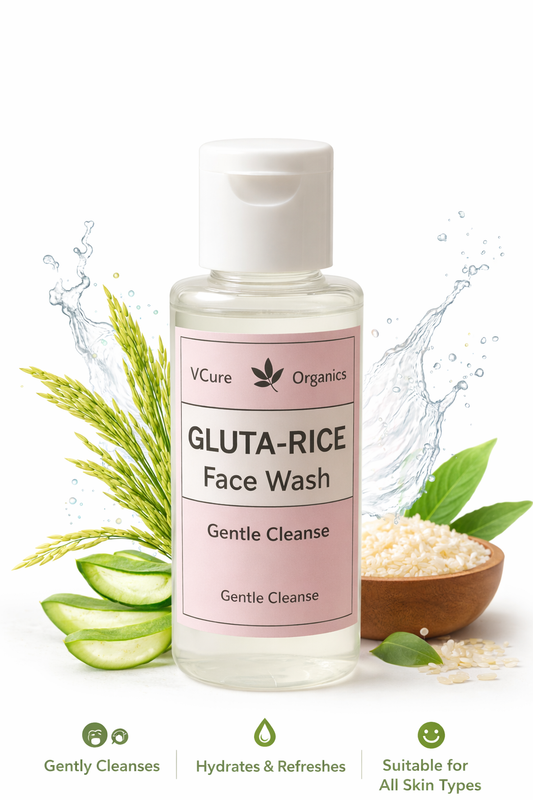 VCure Organics Gluta-Rice Gentle Cleanse Face Wash – Hydrating & Refreshing Cleanser (100g)