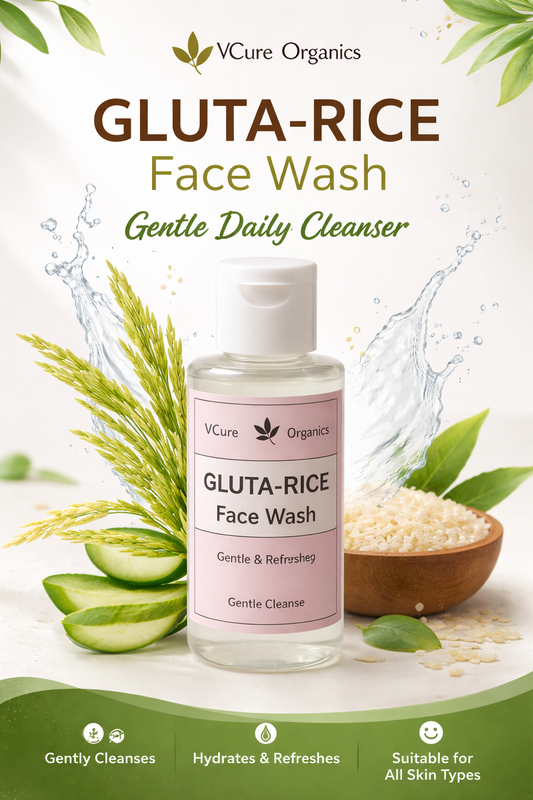 VCure Organics Gluta-Rice Gentle Cleanse Face Wash – Hydrating & Refreshing Cleanser (100g)