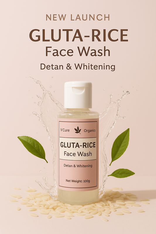 VCure Organics Gluta-Rice Face Wash – Brightening & Detan Cleanser | 100g
