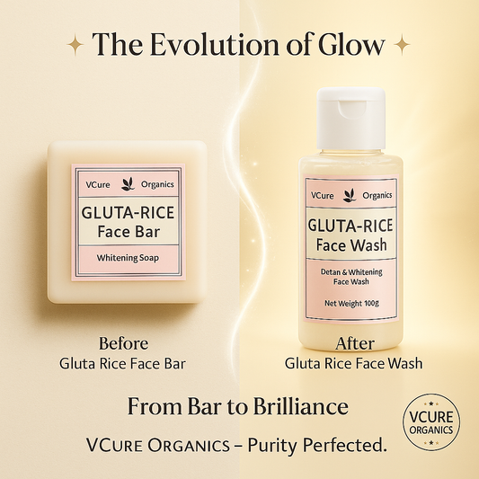 VCure Organics Gluta Rice Face Wash — Detan & Whitening (100g)
