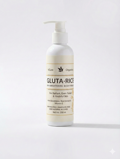 VCure Organics Gluta-Rice Skin Brightening Body Wash - With Glutathione & Vitamin E (200 ml)