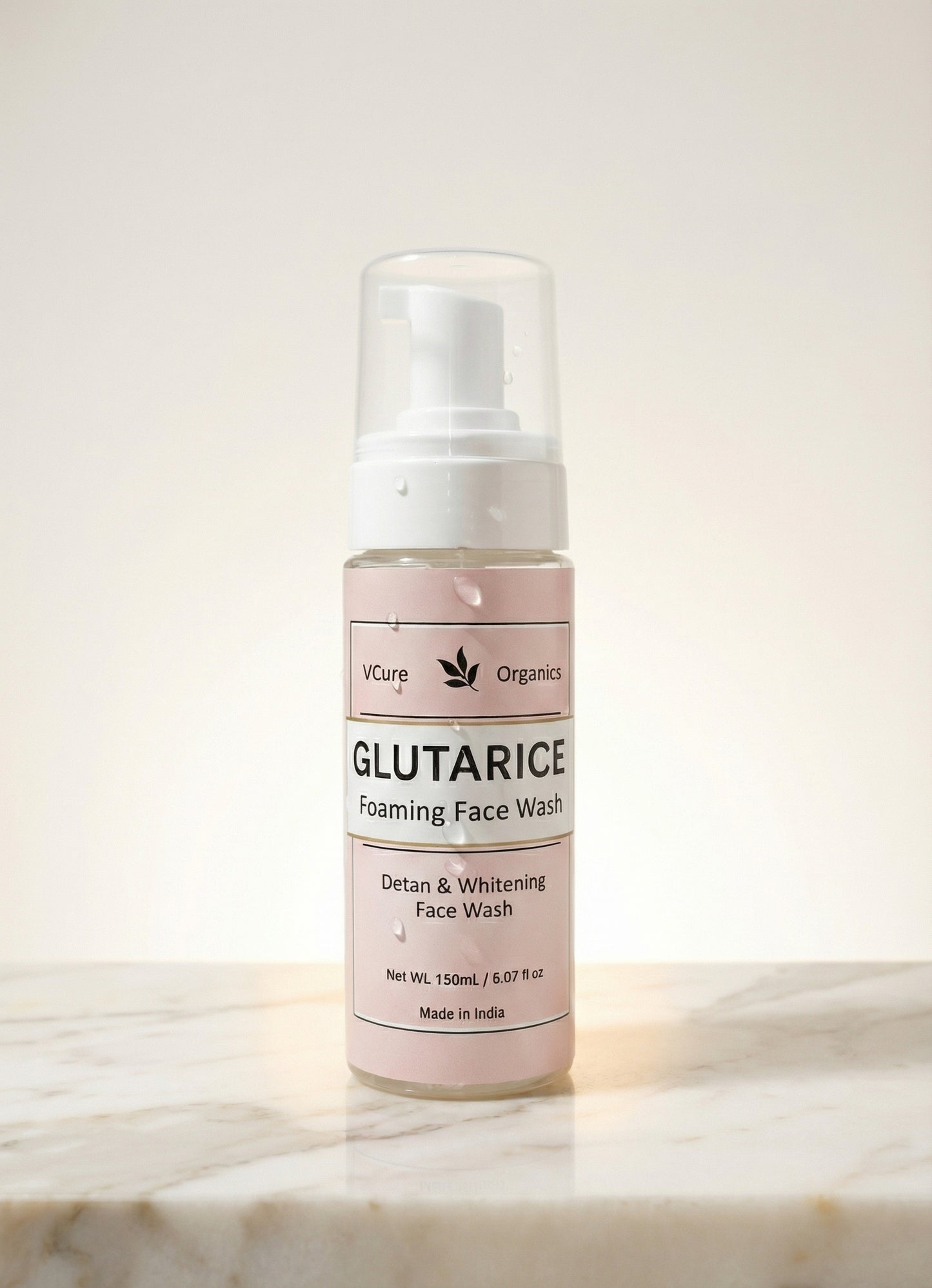VCure Organics Gluta Rice Foaming Face Wash — Detan & Whitening (150mL)
