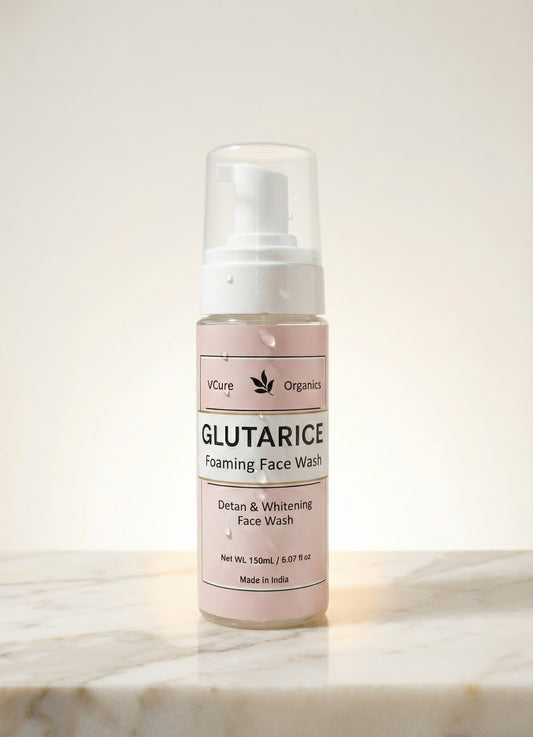 VCure Organics Gluta Rice Foaming Face Wash — Detan & Whitening (150mL)
