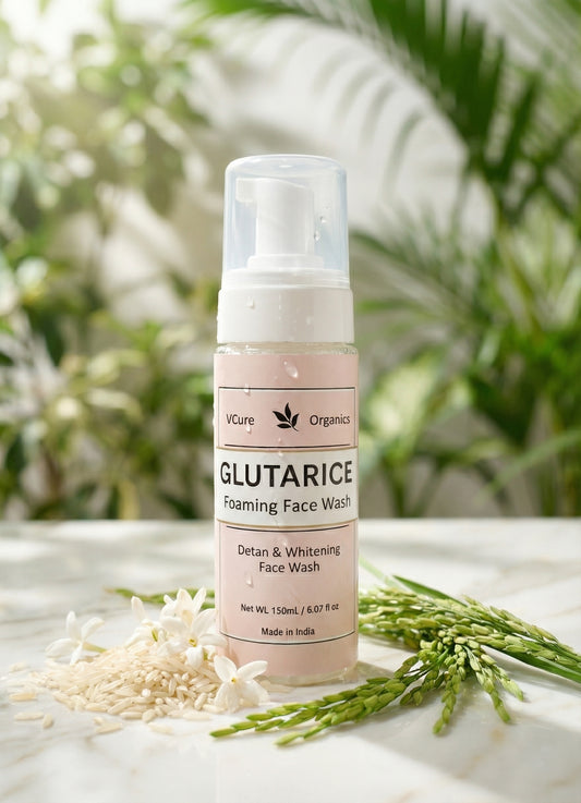VCure Organics Gluta Rice Foaming Face Wash — Detan & Whitening (150mL)