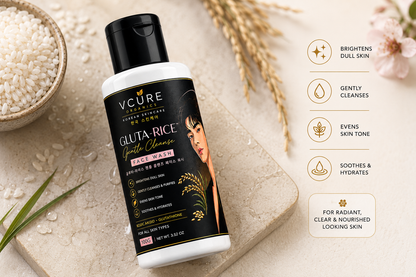 VCure Organics Gluta-Rice™ Gentle Cleanse Face Wash | Korean Rice Brightening Cleanser (100g)